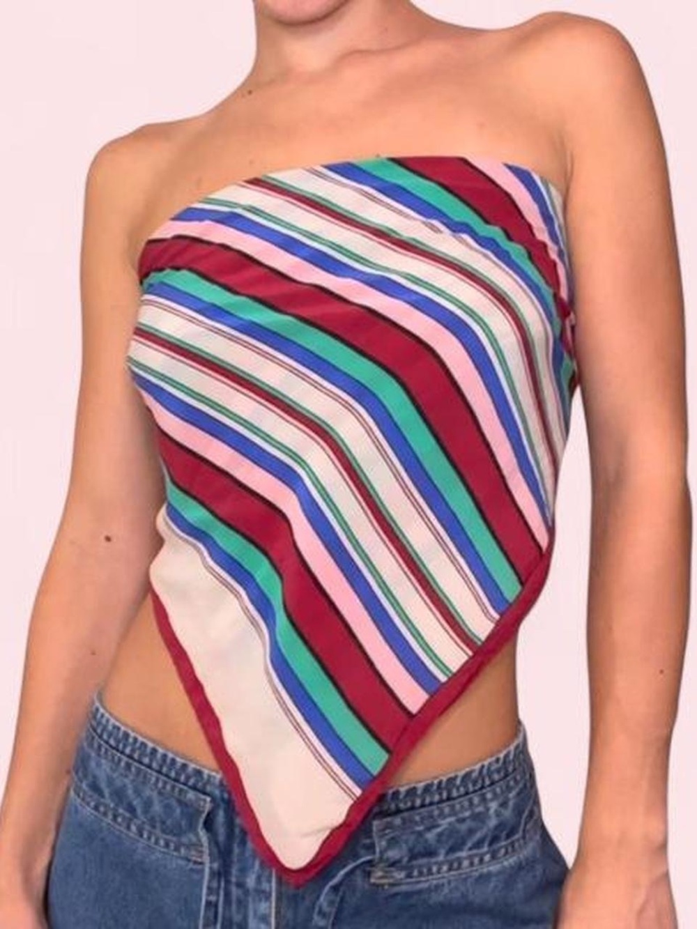 Vintage Faiblesse Silk Striped Scarf